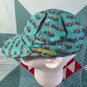 Sprints Sasquatch Mountain Running Hat Green Bigfoot Forest Print Lightweight